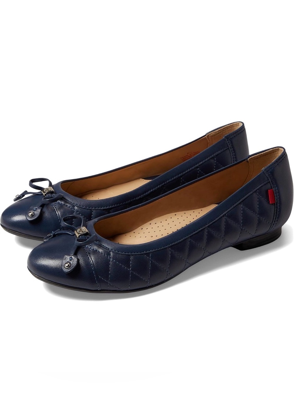 Marc Joseph Navy Quilted Leather Ballet Flats - Women